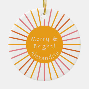 Ornamento De Cerâmica Feliz e amarelo brilhante personalizado