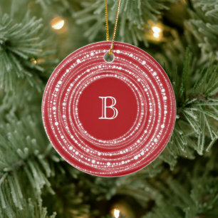 Ornamento De Cerâmica Feliz E Brilho Espalham Monograma Foto De Natal