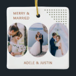 Ornamento De Cerâmica Feliz e fotos de Lozenge Arredondados Casados Qual<br><div class="desc">Feliz e ornamento de fotos casadas para recém-casados ou casais vitalícios. O design apresenta 6 fotos e texto totalmente editável para que você personalize o que quiser. Você também pode mudar as cores do fundo, as letras e os pontos deco. Suas fotos são exibidas no formato de retrato 16:9 e...</div>