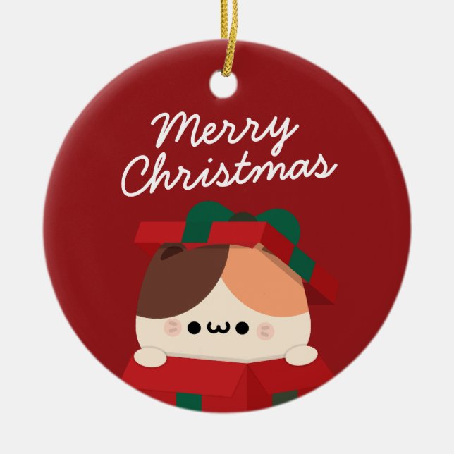 Ornamento De Cerâmica Feliz e Simples Feliz Natal (Frente)