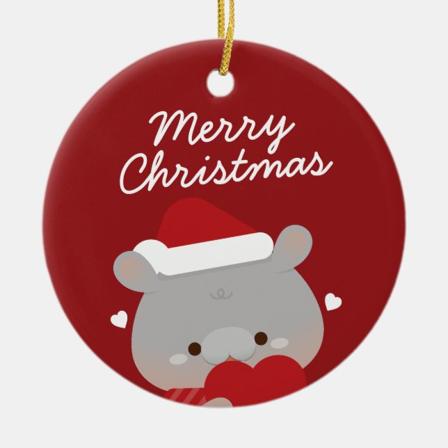 Ornamento De Cerâmica Feliz e Simples Feliz Natal (Frente)