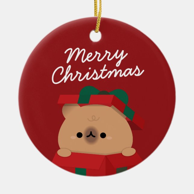 Ornamento De Cerâmica Feliz e Simples Feliz Natal (Frente)