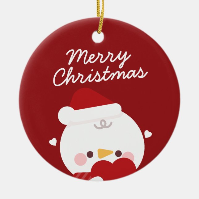 Ornamento De Cerâmica Feliz e Simples Feliz Natal (Frente)