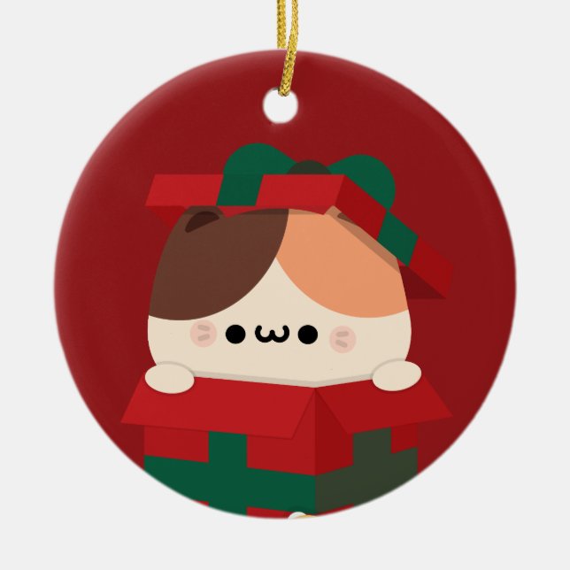 Ornamento De Cerâmica Feliz e Simples Feliz Natal (Frente)