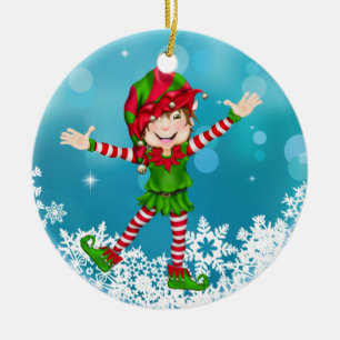 Ornamento De Cerâmica Feliz Elf Natal - SRF