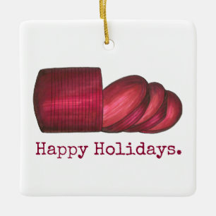 Ornamento De Cerâmica Feliz Feriados Janto de Natal de Cranberry Molho