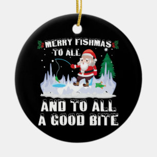 Ornamento De Cerâmica Feliz Fishmas Peixe Divertido Pescador de Peixes N