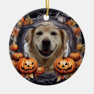 Ornamento De Cerâmica Feliz Frota De Halloween Com Foto Personalizada De