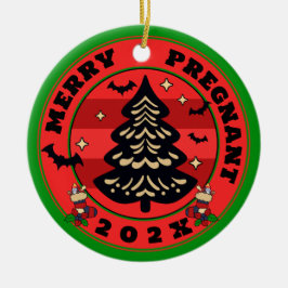 Ornamento De Cerâmica Feliz gótico e Natal grávida