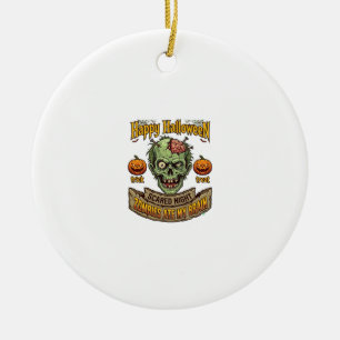Ornamento De Cerâmica Feliz Halloween Zumbis Comeram Bomba de Cabeça de