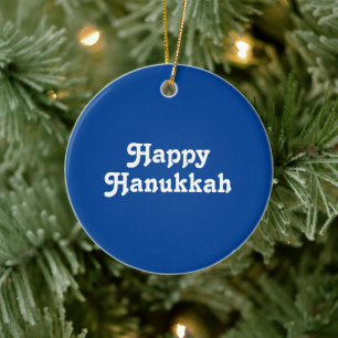 Ornamento De Cerâmica "Feliz Hanukkah", festa de Natal azul