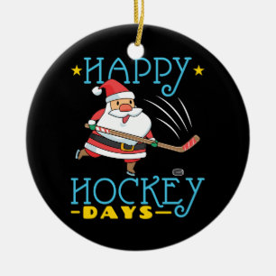 Ornamento De Cerâmica Feliz Hockey Days Papais noeis de Natal