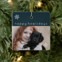 Feliz Howlidays Blue Photo Dog