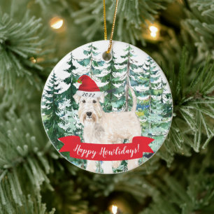Ornamento De Cerâmica Feliz Howlidays Wheaten Terrier Dog Christmas Orna