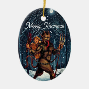 Ornamento De Cerâmica Feliz Krampus Ornament