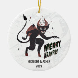 Ornamento De Cerâmica Feliz Krampus Typografia Natal
