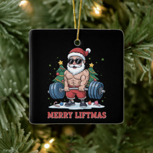 Ornamento De Cerâmica Feliz Levantamento de Natal Levantamento de Peso P