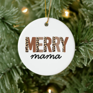 Ornamento De Cerâmica "Feliz Mama" Moderna Bloqueio de Cor Leopard Boho