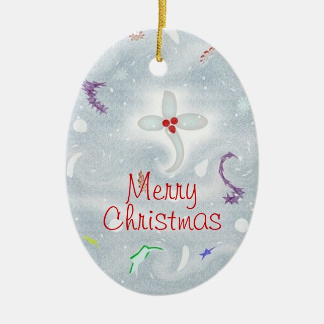 Ornamento De Cerâmica Feliz Natal (Frente)
