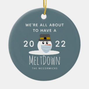 Ornamento De Cerâmica Feliz Natal 2021 Snowman Meltdown Personalizado