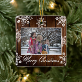 Ornamento De Cerâmica Feliz Natal 2 Foto Russo Flocos de Neve
