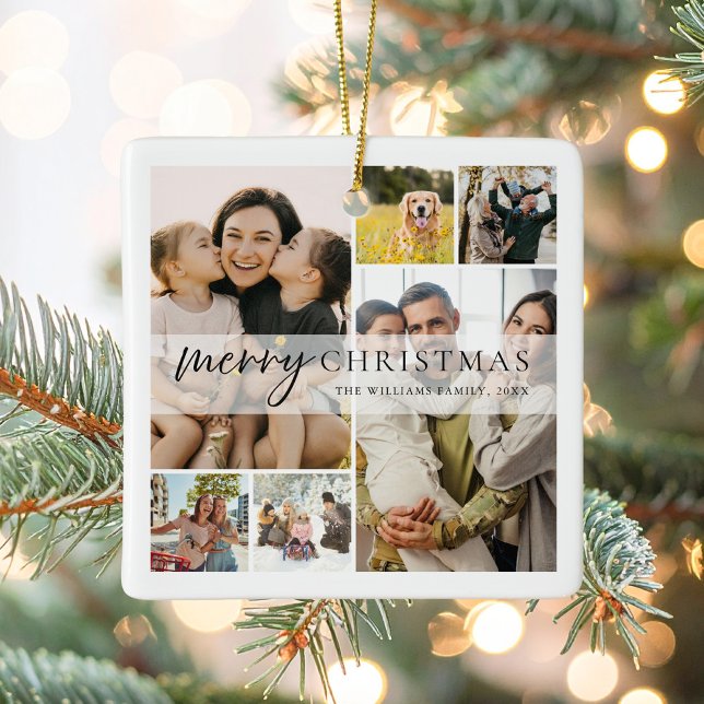 Ornamento De Cerâmica Feliz Natal 6 Foto Colagem (Criador carregado)