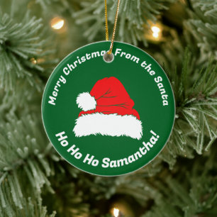 Ornamento De Cerâmica Feliz Natal Amigo Chapéu do Papai Noel Hohoho