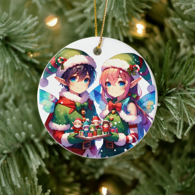 Ornamento De Cerâmica Feliz Natal Aquarela Animes Personaliza (Árvore)