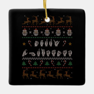 Ornamento De Cerâmica Feliz Natal - ASL American Sign Language II