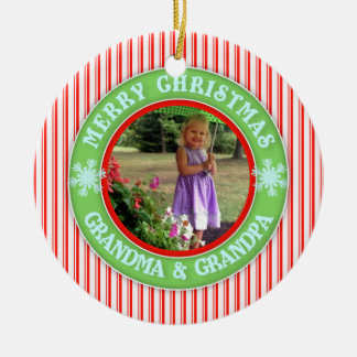 Ornamento De Cerâmica Feliz Natal avó e foto datado do vovô