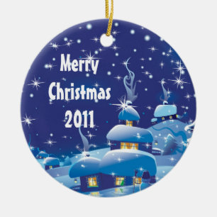 Ornamento De Cerâmica Feliz Natal - Azul