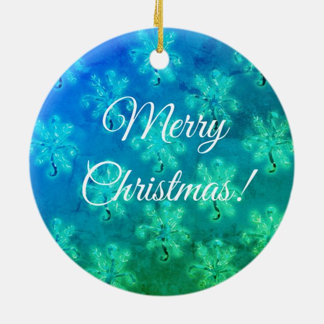 Ornamento De Cerâmica Feliz Natal Azul (Traseira)