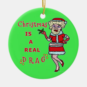 Ornamento De Cerâmica Feliz Natal Bah Humbug Papais noeis em Drag