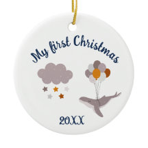 Feliz Natal Baleia Belo Sonho Cerâmica Orna