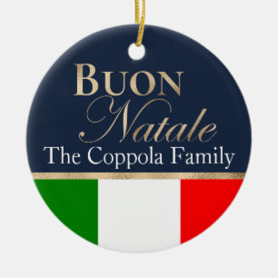 Ornamento De Cerâmica Feliz Natal Bandeira Italiana Azul Marinho Natal D