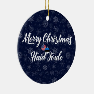 Ornamento De Cerâmica Feliz Natal Bilíngue Americano Estoniano