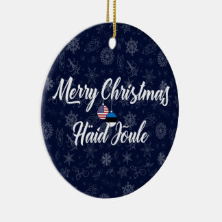 Ornamento De Cerâmica Feliz Natal Bilíngue Americano Estoniano