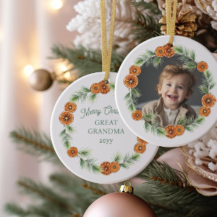 Ornamento De Cerâmica Feliz Natal Bisavó Coroa de Citrino Foto