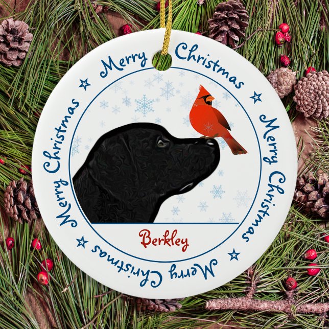 Ornamento De Cerâmica Feliz Natal Black Labrador Cardinho Cachorro Bonit (Criador carregado)