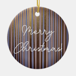 Ornamento De Cerâmica Feliz Natal Boho Dourado Glitter Lilac