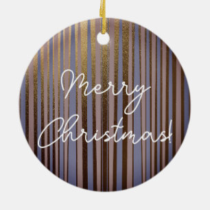 Ornamento De Cerâmica Feliz Natal Boho Dourado Glitter Lilac