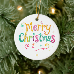Ornamento De Cerâmica Feliz Natal brilhante e fresco