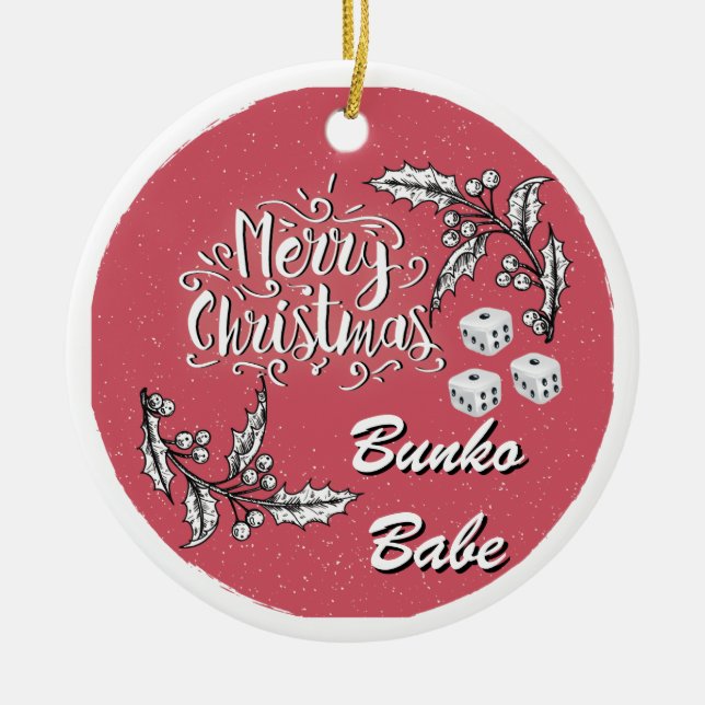 Ornamento De Cerâmica Feliz Natal Bunko Babe (Frente)