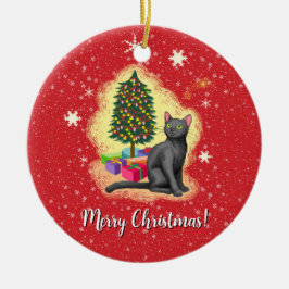 Ornamento De Cerâmica Feliz Natal Cat