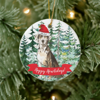Ornamento De Cerâmica Feliz Natal Catahoula Leopard Dog Christmas Ou