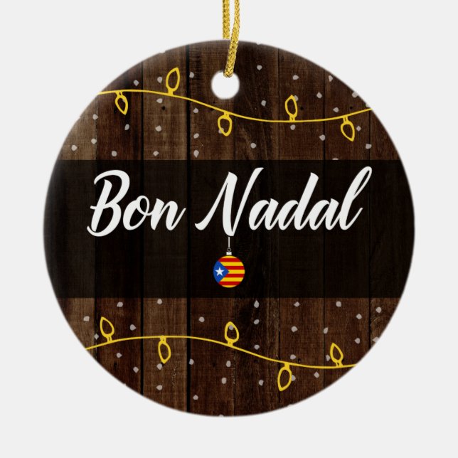 Ornamento De Cerâmica Feliz Natal Catalan, Estelades, Bon Nadal (Frente)