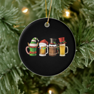 Ornamento De Cerâmica Feliz Natal Cervejas Bebendo Papai Noel Amante da