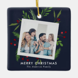 Ornamento De Cerâmica Feliz Natal Colagem Personalizada Holly Moderna