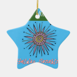 Ornamento De Cerâmica Feliz Natal Coleção Sunshine