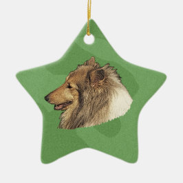 Ornamento De Cerâmica Feliz Natal Collie